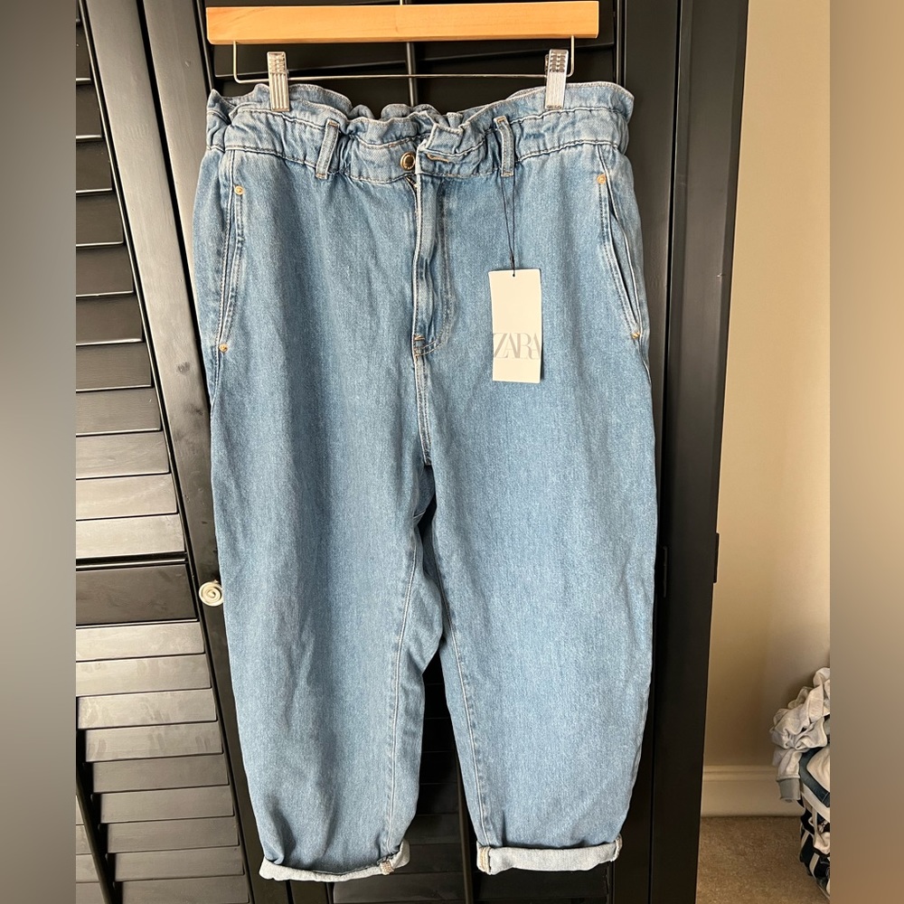 NWT Zara paper bag jeans